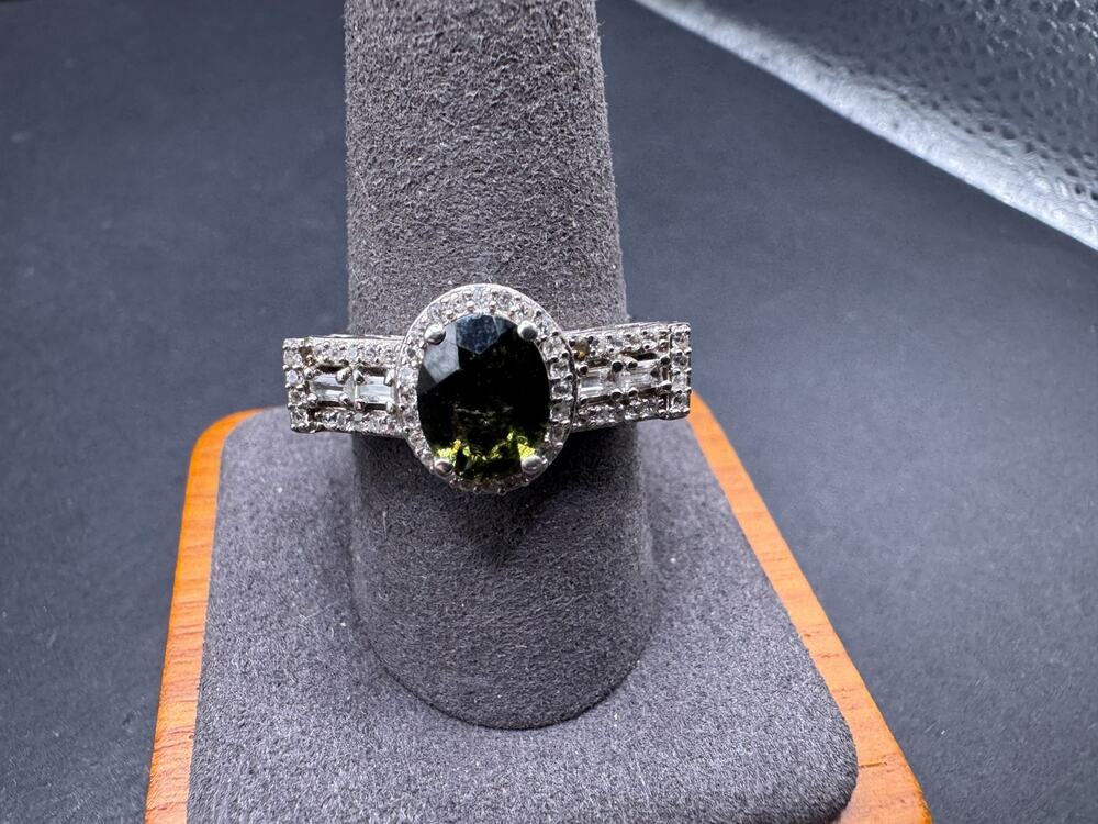 D'Joy Sterling Silver 925 Gold Vermeil Chrome Diopside Green Stone Ring Sz 10